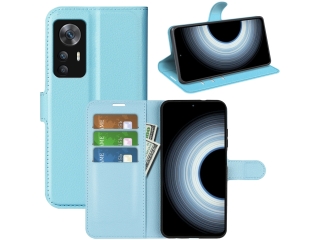 Xiaomi 12T Pro Lederhülle Portemonnaie Karten Etui hellblau