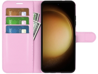 Samsung Galaxy S23 Lederhülle Portemonnaie Karten Etui rosa