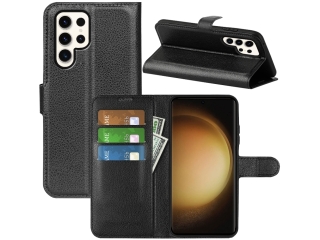 Samsung Galaxy S23 Ultra Lederhülle Portemonnaie Karten Etui schwarz