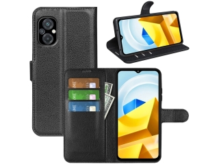 Xiaomi Poco M5 Lederhülle Portemonnaie Karten Etui schwarz