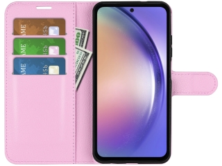 Samsung Galaxy A54 5G Lederhülle Portemonnaie Karten Etui rosa