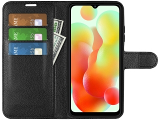 Xiaomi Redmi 12C Lederhülle Portemonnaie Karten Etui schwarz