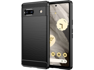 Google Pixel 7a Carbon Gummi Hülle TPU Case schwarz