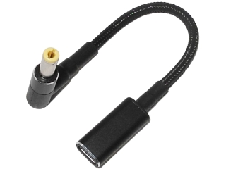 USB-C Notebook PD 100W Ladekabel 10cm DC Barrel Stecker (5.5 x 2.5 mm)