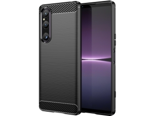 Sony Xperia 1 V Carbon Gummi Hülle TPU Case schwarz