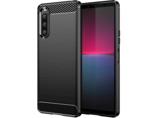 Sony Xperia 10 V Carbon Gummi Hülle TPU Case schwarz