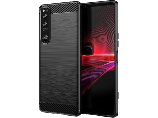 Sony Xperia 1 IV Carbon Gummi Hülle TPU Case schwarz