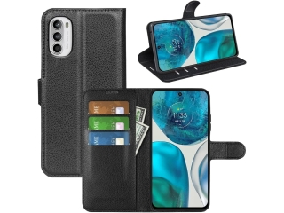 Motorola Moto G82 Lederhülle Portemonnaie Karten Etui schwarz