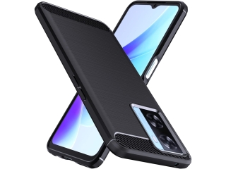 Oppo A57s Carbon Gummi Hülle TPU Case schwarz