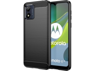Motorola Moto E13 Carbon Gummi Hülle TPU Case schwarz