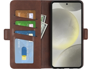 Samsung Galaxy S24 Leder Hülle Karten Ledertasche mokka
