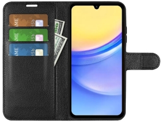 Samsung Galaxy A15 5G Lederhülle Portemonnaie Karten Etui schwarz