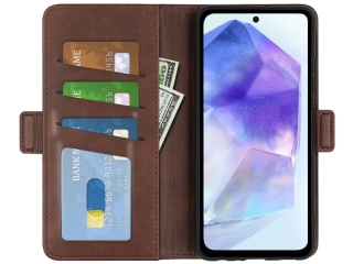 Samsung Galaxy A55 5G Leder Hülle Karten Ledertasche mokka