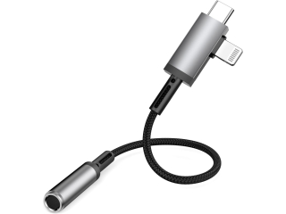 2-in-1 USB Type C & Lightning zu 3.5mm Klinke Kopfhörer Adapter