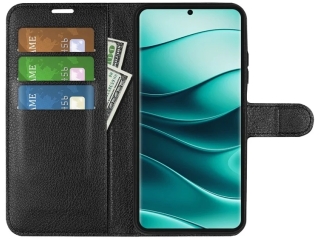 Xiaomi Redmi Note 14 Pro+ 5G Lederhülle Portemonnaie Etui schwarz