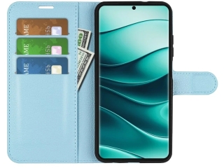 Xiaomi Redmi Note 14 Pro+ 5G Lederhülle Portemonnaie Etui hellblau
