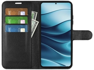 Xiaomi Redmi Note 14 5G Lederhülle Portemonnaie Karten Etui schwarz