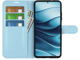 Xiaomi Redmi Note 14 5G Lederhülle Portemonnaie Karten Etui hellblau