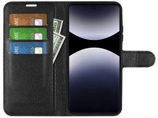 Xiaomi Redmi Note 14 Pro 4G Lederhülle Portemonnaie Etui schwarz