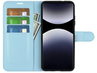 Xiaomi Redmi Note 14 Pro 4G Lederhülle Portemonnaie Etui hellblau