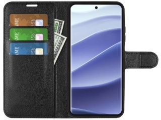 Xiaomi Redmi Note 14 Pro 5G Lederhülle Portemonnaie Etui schwarz