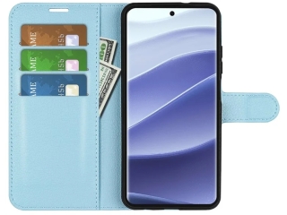 Xiaomi Redmi Note 14 Pro 5G Lederhülle Portemonnaie Etui hellblau