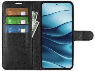 Xiaomi Redmi Note 14 4G Lederhülle Portemonnaie Etui schwarz