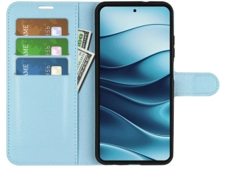 Xiaomi Redmi Note 14 4G Lederhülle Portemonnaie Etui hellblau