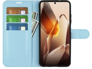 OnePlus 13 Lederhülle Portemonnaie Karten Etui hellblau