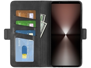 Sony Xperia 1 VI Leder Hülle Karten Ledertasche schwarz