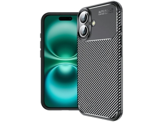 Apple iPhone 16 Carbon Design Hülle TPU Case flexibel schwarz