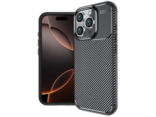 Apple iPhone 16 Pro Max Carbon Design Hülle TPU Case flexibel schwarz