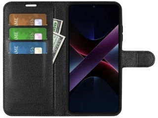 Xiaomi Poco X7 Pro Lederhülle Portemonnaie Karten Etui schwarz