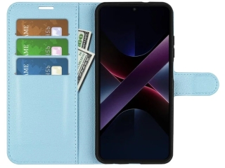 Xiaomi Poco X7 Pro Lederhülle Portemonnaie Karten Etui hellblau