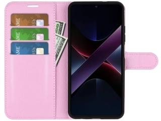 Xiaomi Poco X7 Pro Lederhülle Portemonnaie Karten Etui rosa