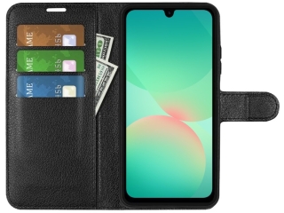 Samsung Galaxy A26 Lederhülle Portemonnaie Karten Etui schwarz
