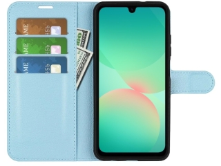 Samsung Galaxy A26 Lederhülle Portemonnaie Karten Etui hellblau