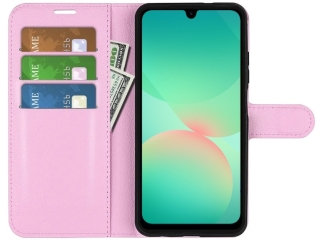 Samsung Galaxy A26 Lederhülle Portemonnaie Karten Etui rosa