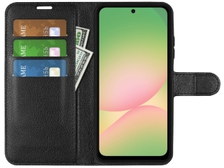 Samsung Galaxy A56 Lederhülle Portemonnaie Karten Etui schwarz