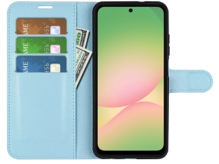 Samsung Galaxy A56 Lederhülle Portemonnaie Karten Etui hellblau