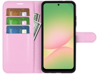 Samsung Galaxy A56 Lederhülle Portemonnaie Karten Etui rosa