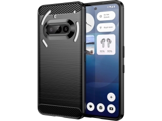 Nothing Phone (3a) Carbon Gummi Hülle TPU Case schwarz