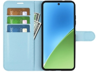 Xiaomi 15 Lederhülle Portemonnaie Karten Etui hellblau