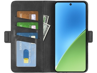 Xiaomi 15 Leder Hülle Karten Ledertasche schwarz