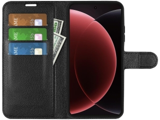 Xiaomi 15 Ultra Lederhülle Portemonnaie Karten Etui schwarz