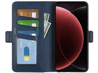 Xiaomi 15 Ultra Leder Hülle Karten Ledertasche dunkelblau