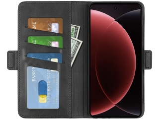 Xiaomi 15 Ultra Leder Hülle Karten Ledertasche schwarz