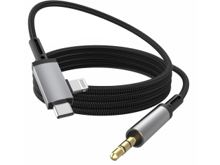 2-in-1 USB Type C & Lightning zu 3.5mm Klinke AUX Kabel 1m