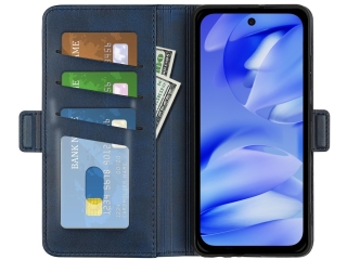 Google Pixel 9a Leder Hülle Karten Ledertasche dunkelblau