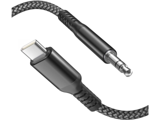 USB Type C zu 3.5mm Klinke AUX Audio Nylon Kabel 1 Meter schwarz